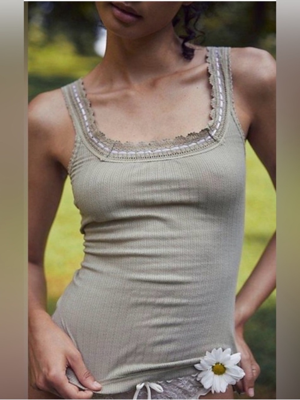 FREE PEOPLE Intimately Free Only You Tank Top Grey Green XS NWOT